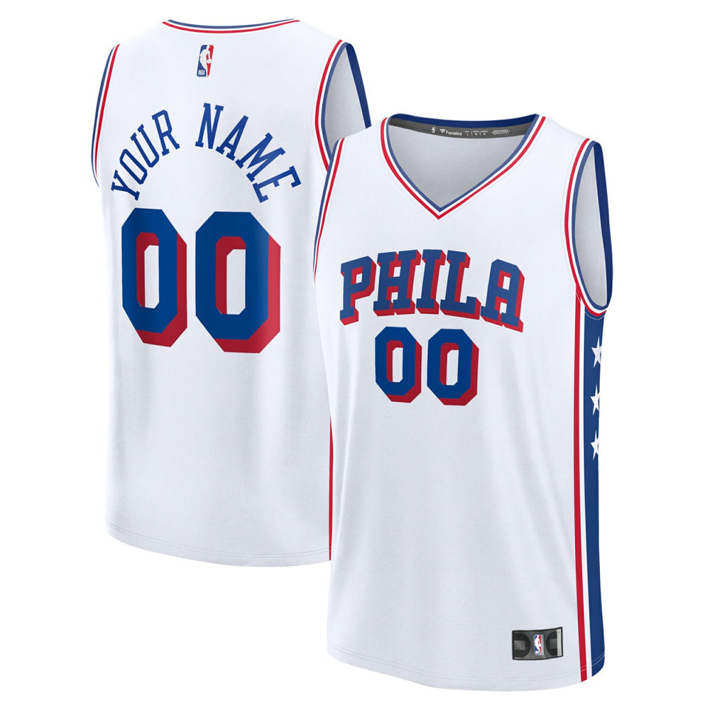 Philadelphia 76ers Youth Fast Break Custom Replica Jersey White Association Edition - Fanatics