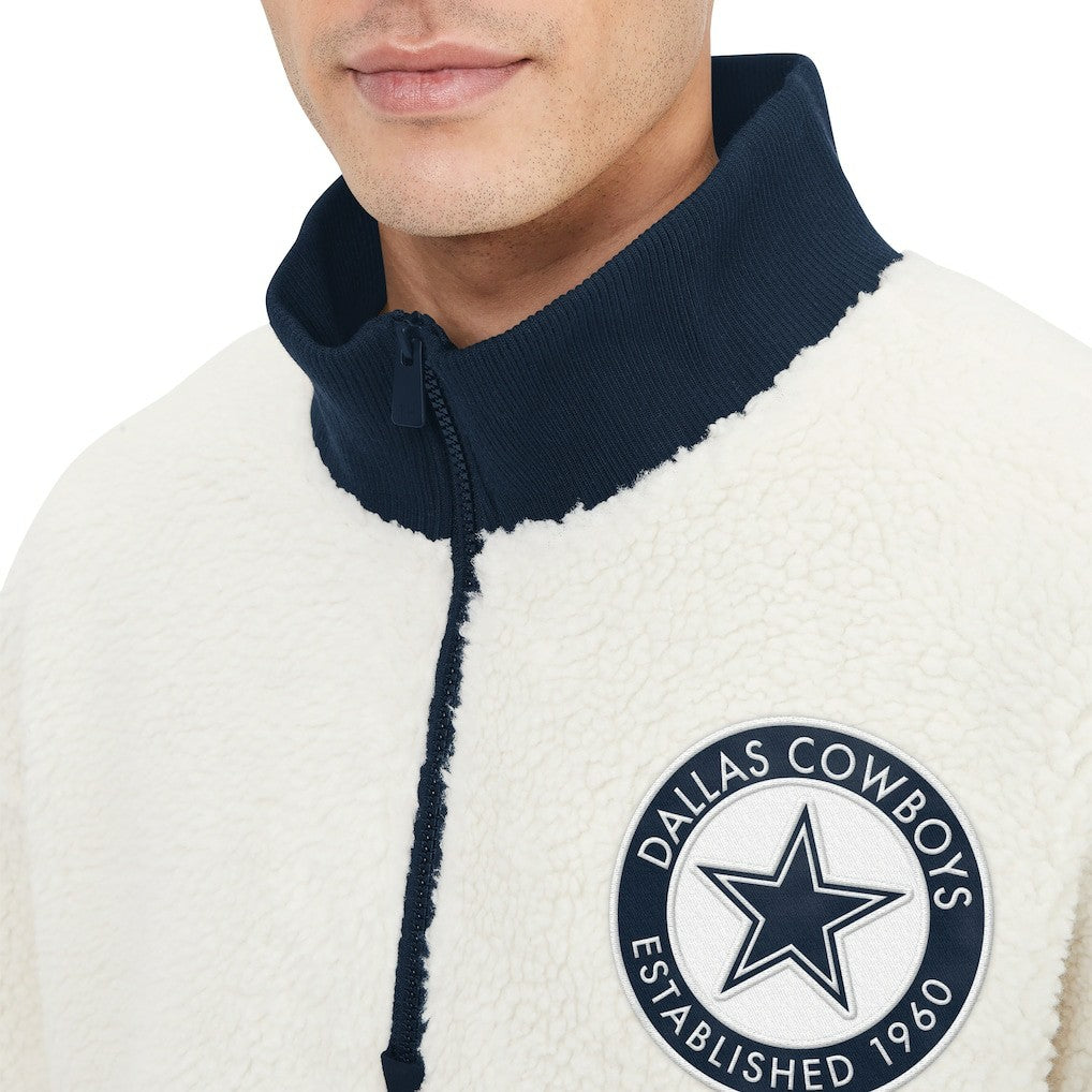 Dallas Cowboys Tommy Hilfiger Jordan Sherpa Quarter-Zip Jacket - White Jackets