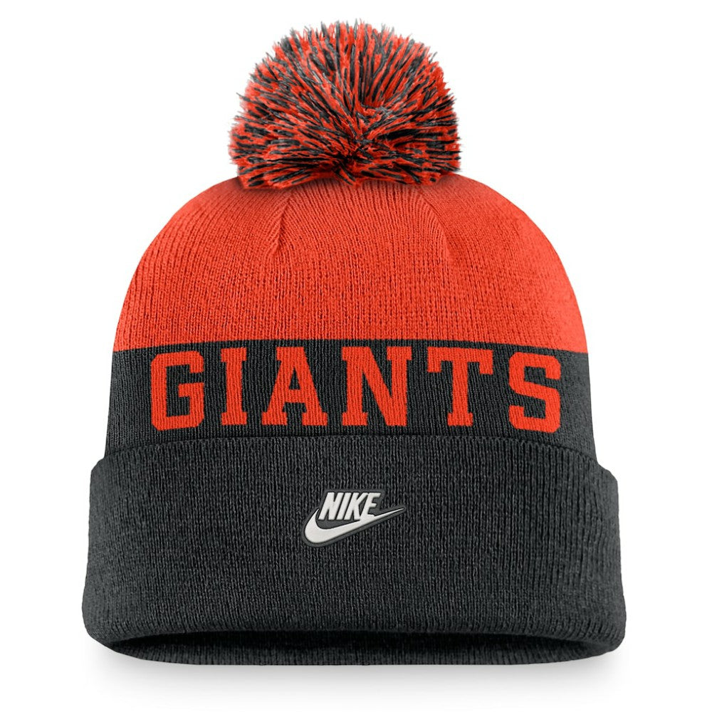 San Francisco Giants Nike Rewind Peak Cuffed Knit Hat with Pom - Black Hats