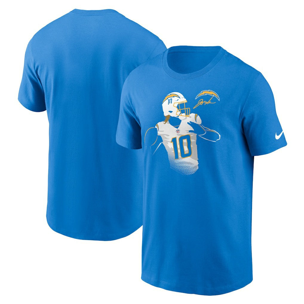 Justin Herbert Los Angeles Chargers Player Graphic T-Shirt - Powder Blue T-shirts