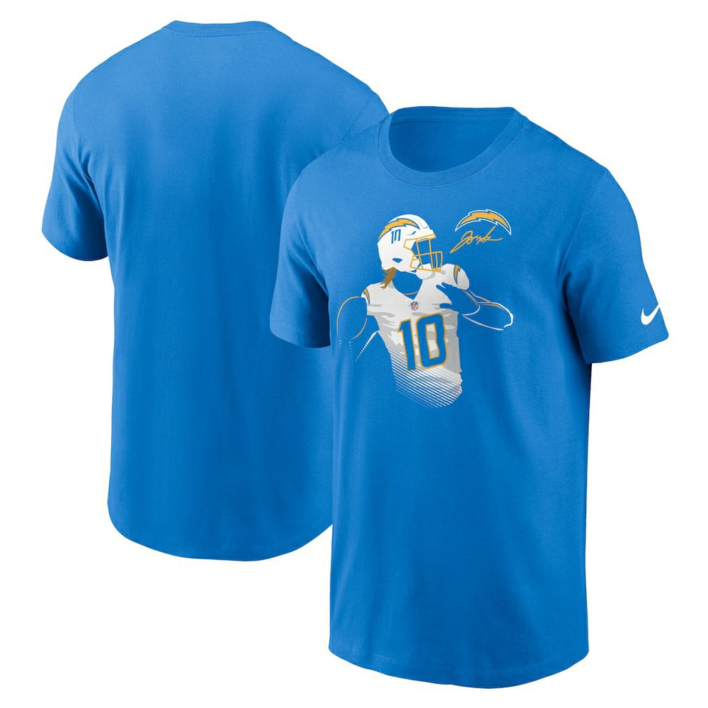 Justin Herbert Los Angeles Chargers Player Graphic T-Shirt - Powder Blue T-shirts