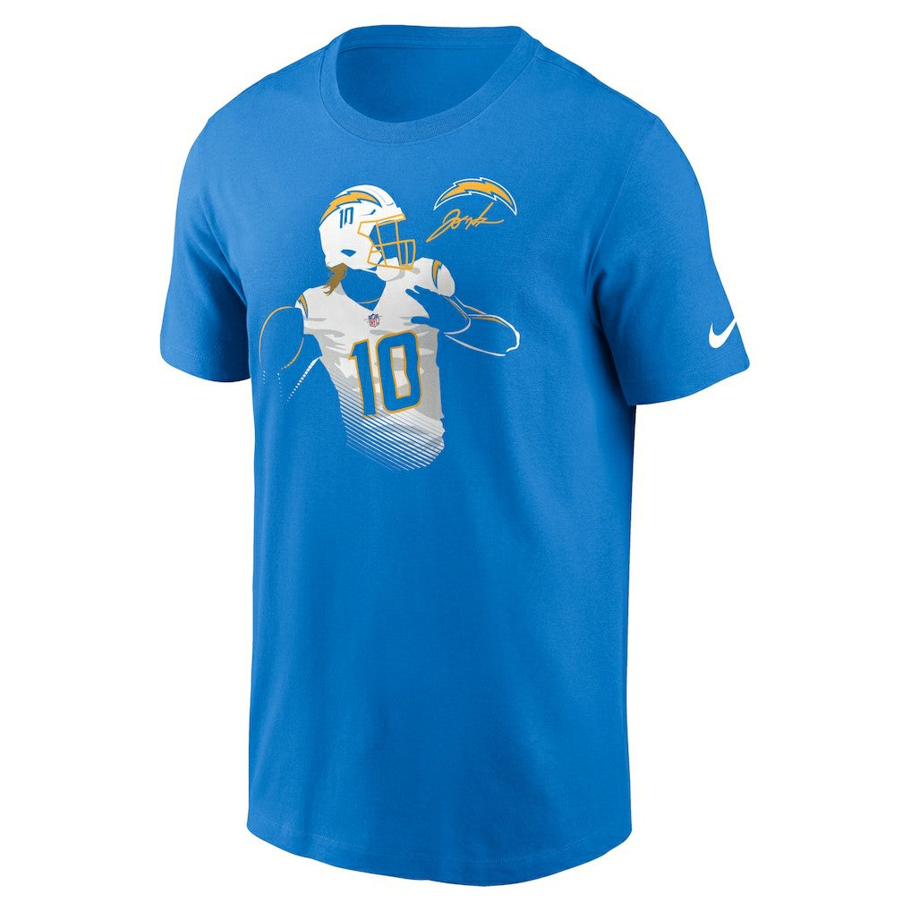 Justin Herbert Los Angeles Chargers Player Graphic T-Shirt - Powder Blue T-shirts