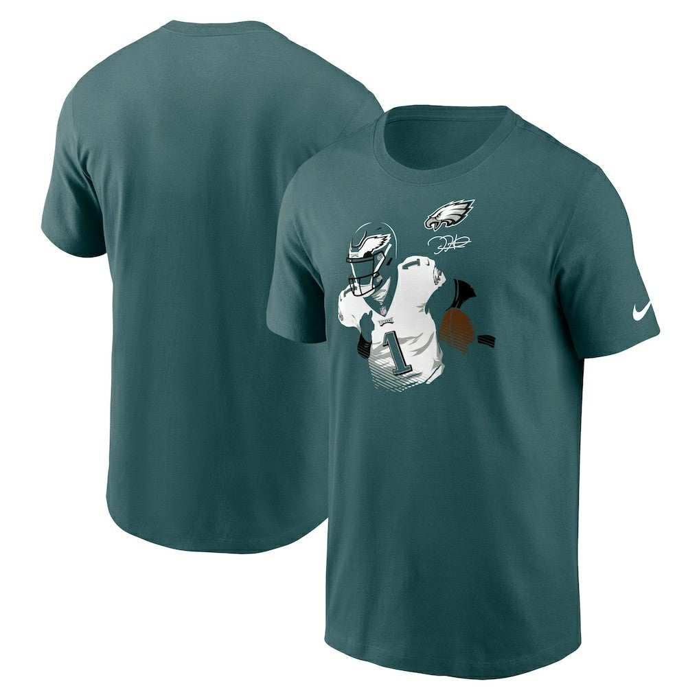 Jalen Hurts Philadelphia Eagles Player Graphic T-Shirt - Midnight Green T-shirts