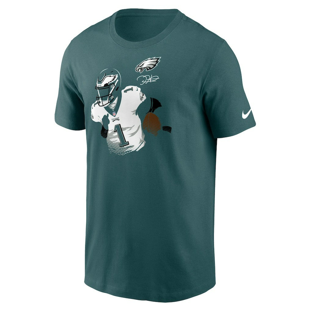 Jalen Hurts Philadelphia Eagles Player Graphic T-Shirt - Midnight Green T-shirts