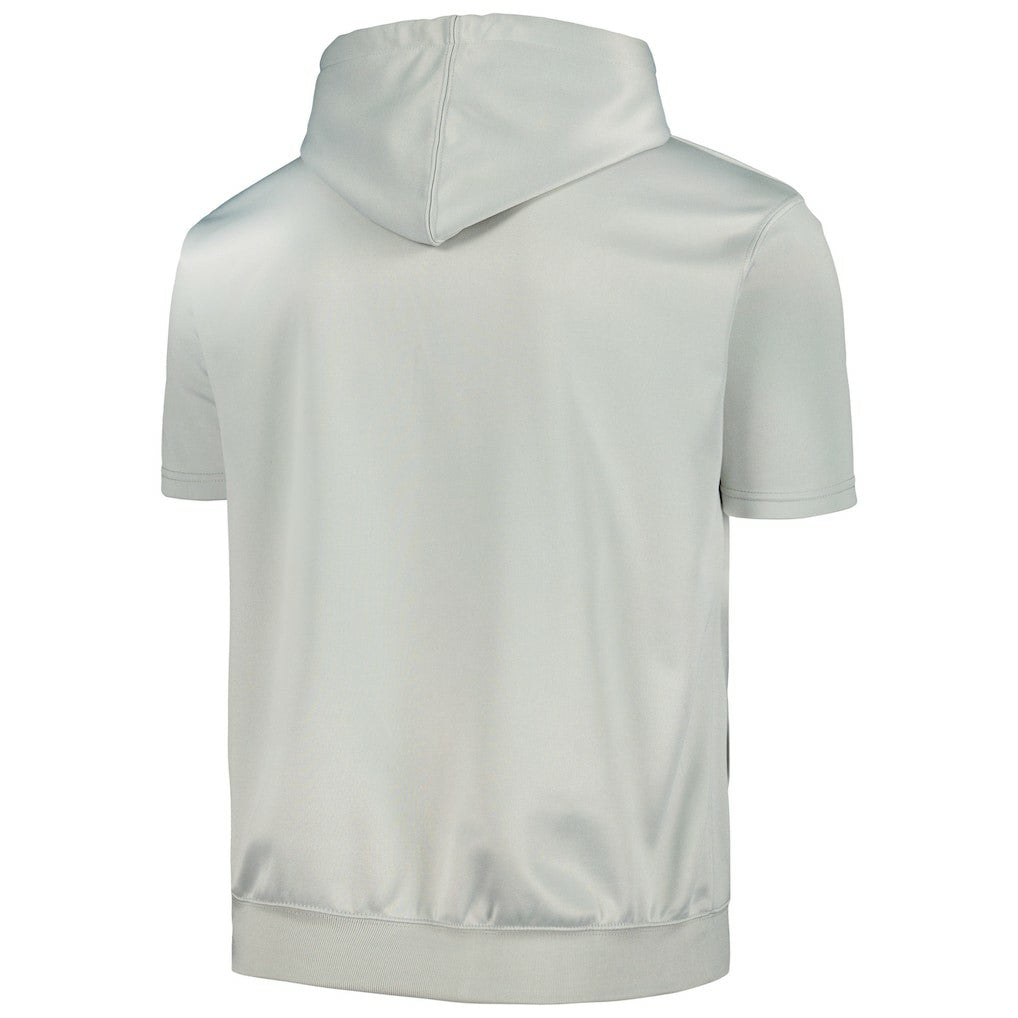 Brooklyn Nets Short Sleeve Pullover Hoodie Silver/White - Fanatics