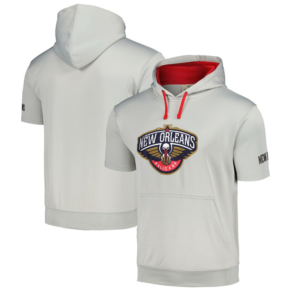 New Orleans Pelicans Short Sleeve Pullover Hoodie Silver/Red - Fanatics