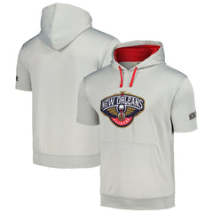 New Orleans Pelicans Short Sleeve Pullover Hoodie Silver/Red - Fanatics