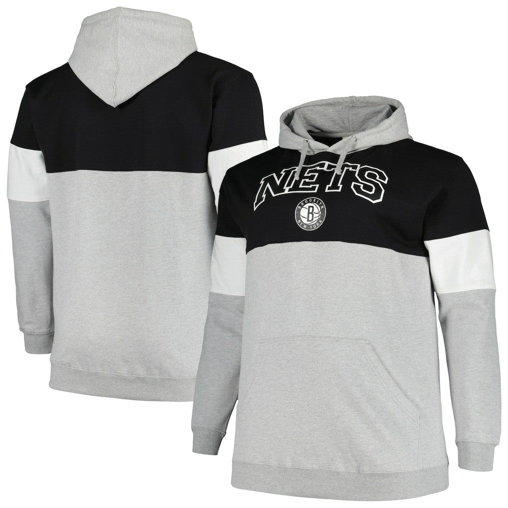 Brooklyn Nets Big & Tall Pullover Hoodie Black/White - Fanatics