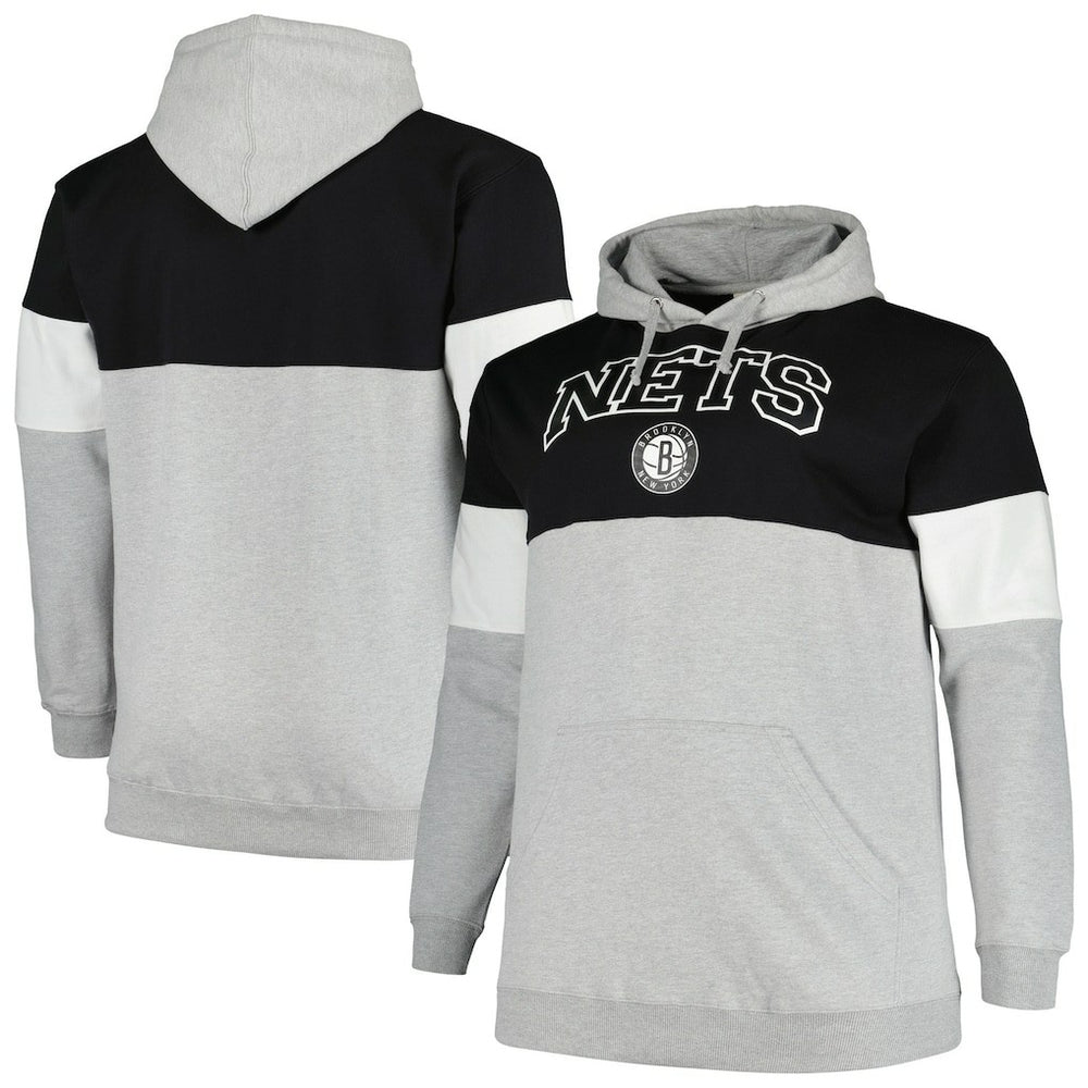 Brooklyn Nets Big & Tall Pullover Hoodie Black/White - Fanatics