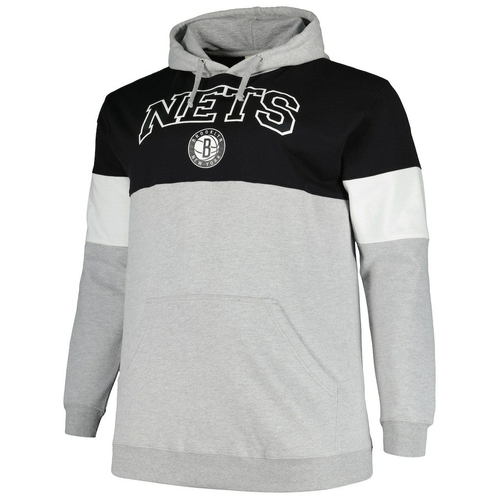 Brooklyn Nets Big & Tall Pullover Hoodie Black/White - Fanatics