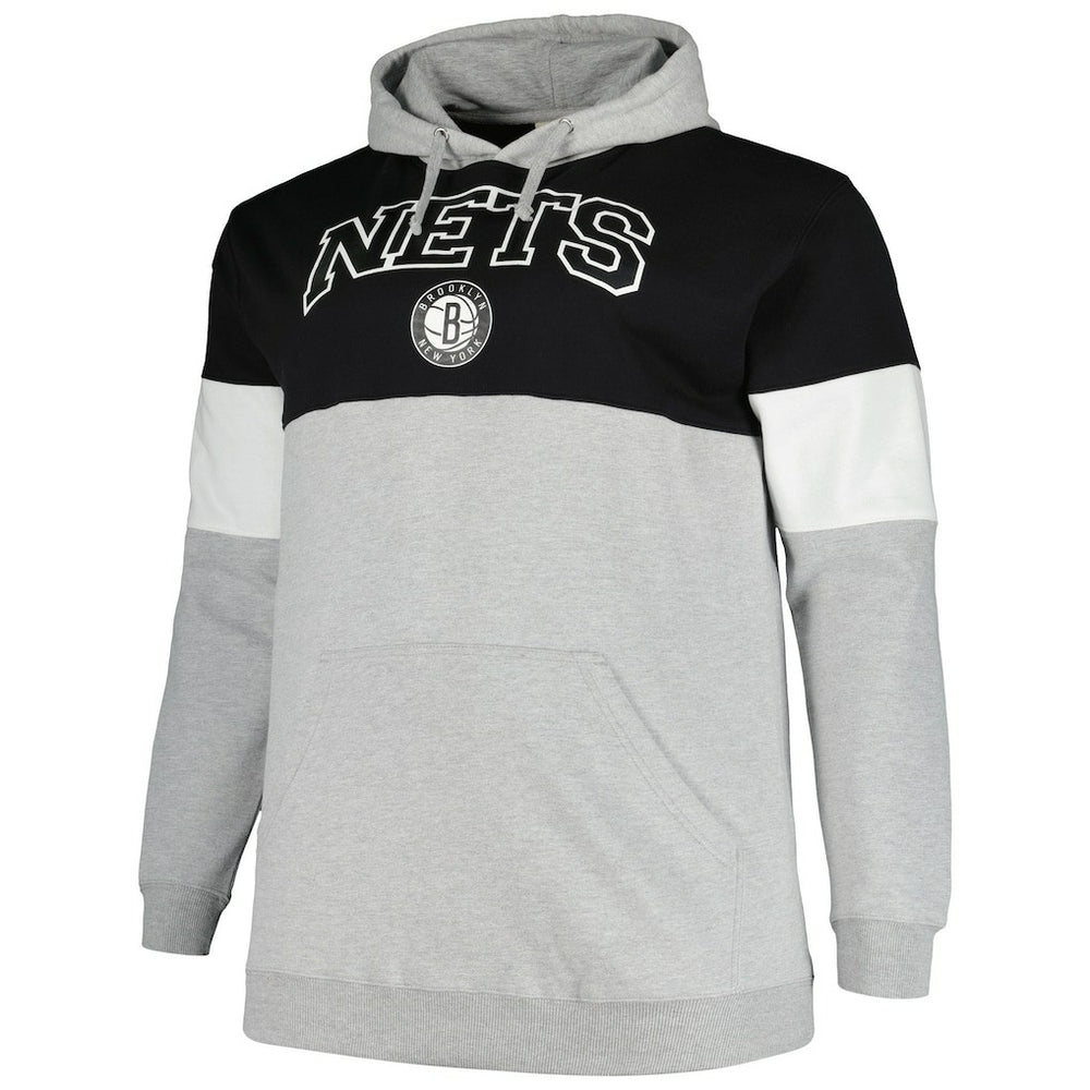 Brooklyn Nets Big & Tall Pullover Hoodie Black/White - Fanatics