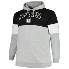 Brooklyn Nets Big & Tall Pullover Hoodie Black/White - Fanatics