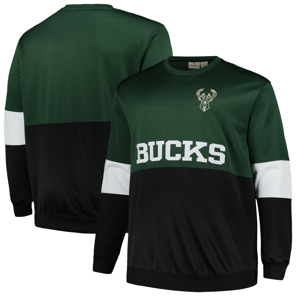 Milwaukee Bucks Big & Tall Split Pullover Sweatshirt Hunter Green/Black - Fanatics