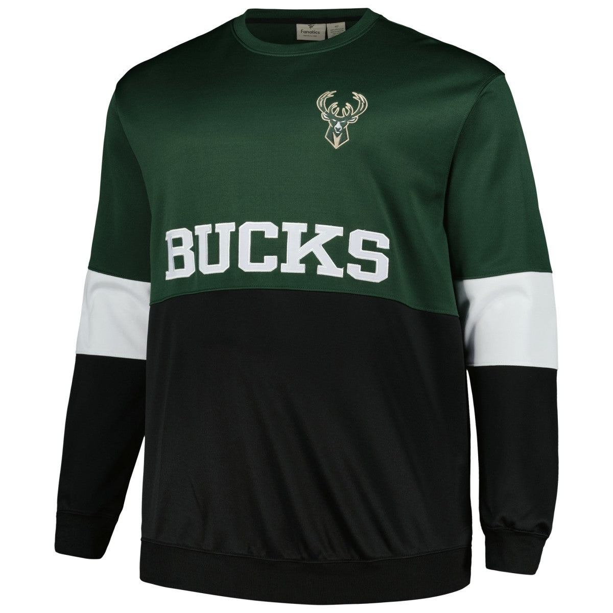 Milwaukee Bucks Big & Tall Split Pullover Sweatshirt Hunter Green/Black - Fanatics