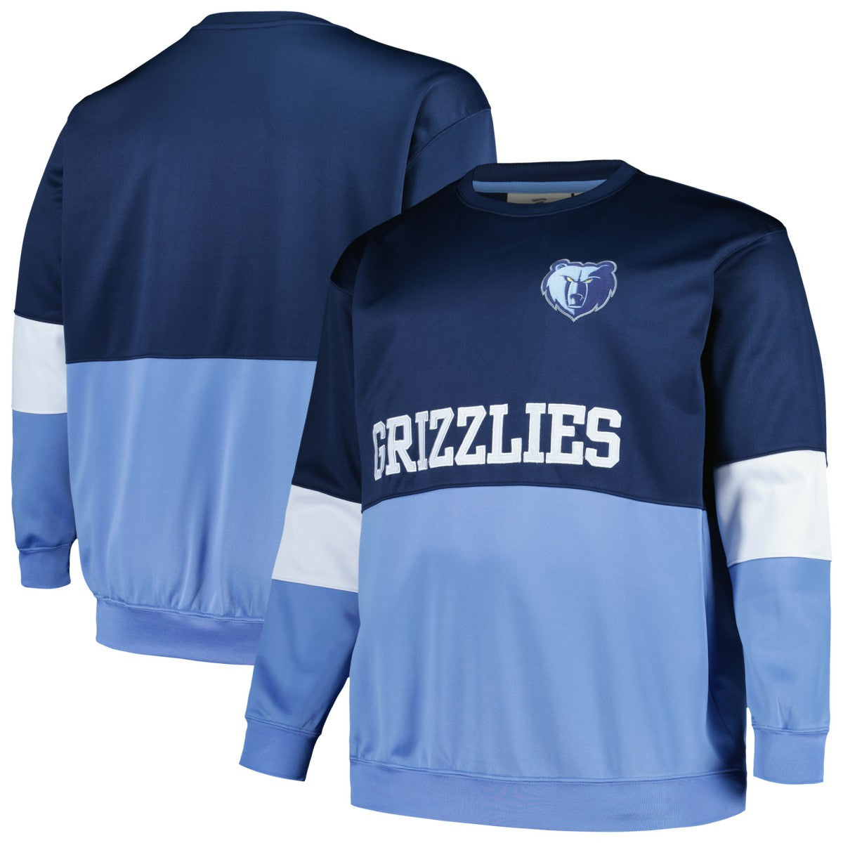 Memphis Grizzlies Big & Tall Split Pullover Sweatshirt Navy/Light Blue - Fanatics