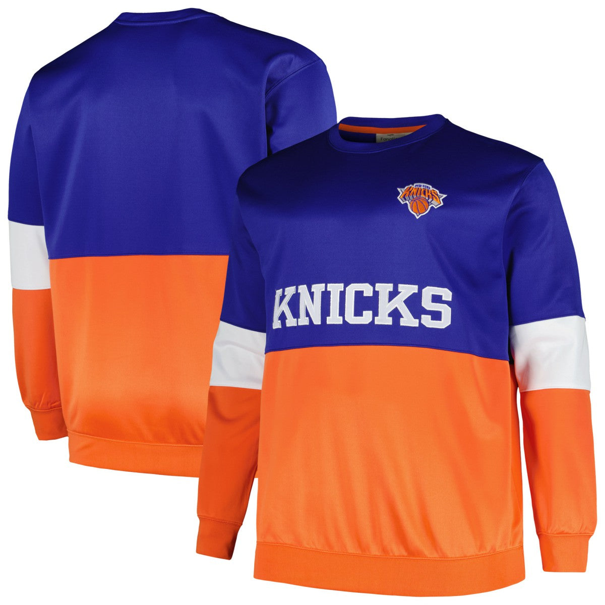 New York Knicks Big & Tall Split Pullover Sweatshirt Blue/Orange - Fanatics