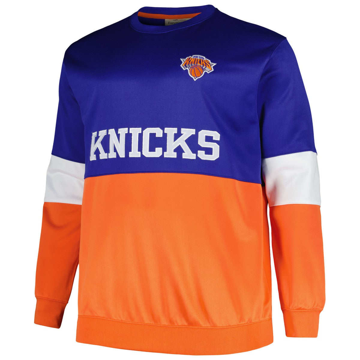 New York Knicks Big & Tall Split Pullover Sweatshirt Blue/Orange - Fanatics