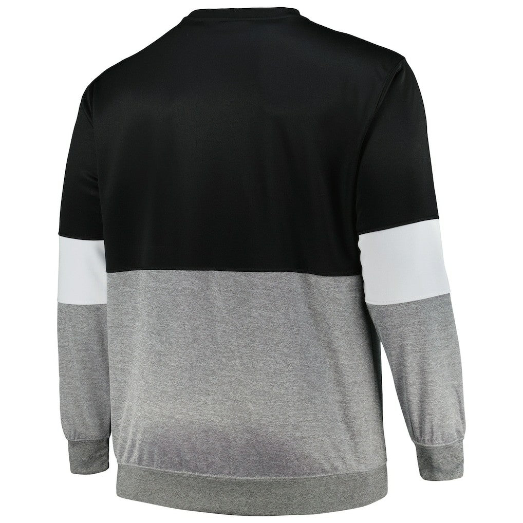 Brooklyn Nets Big & Tall Split Pullover Sweatshirt Black/Heather Gray - Fanatics