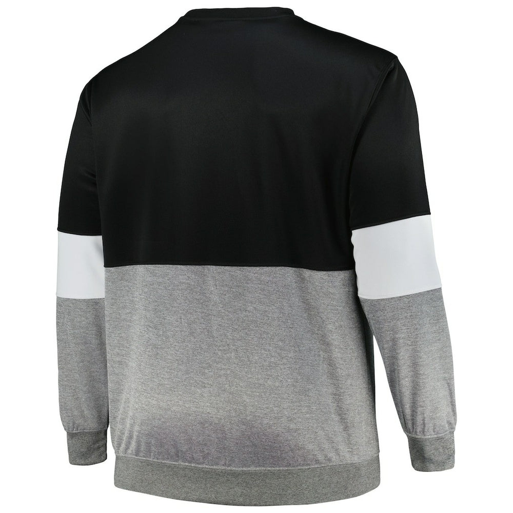 Brooklyn Nets Big & Tall Split Pullover Sweatshirt Black/Heather Gray - Fanatics