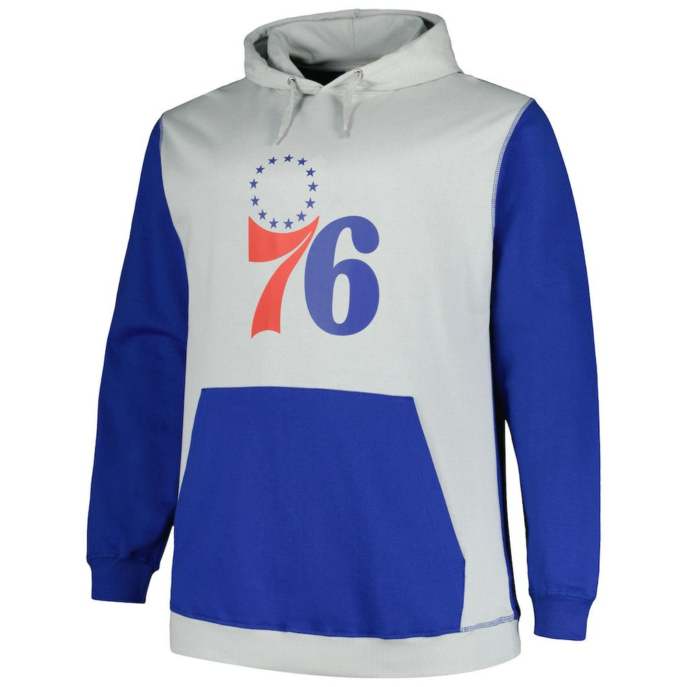 Philadelphia 76ers Big & Tall Primary Arctic Pullover Hoodie Royal/Silver - Fanatics
