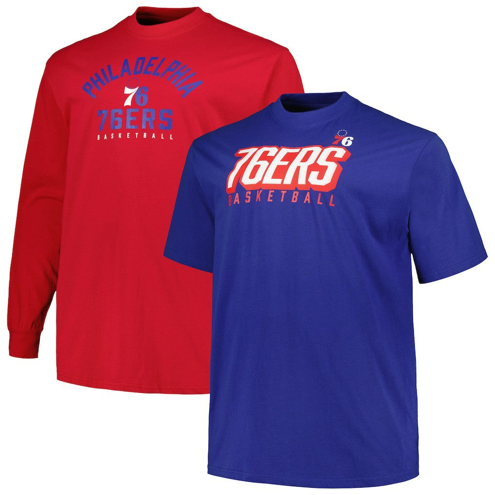 Philadelphia 76ers Big & Tall Short Sleeve & Long Sleeve T-Shirt Set Royal/Red - Fanatics