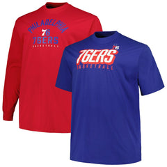 Philadelphia 76ers Big & Tall Short Sleeve & Long Sleeve T-Shirt Set Royal/Red - Fanatics