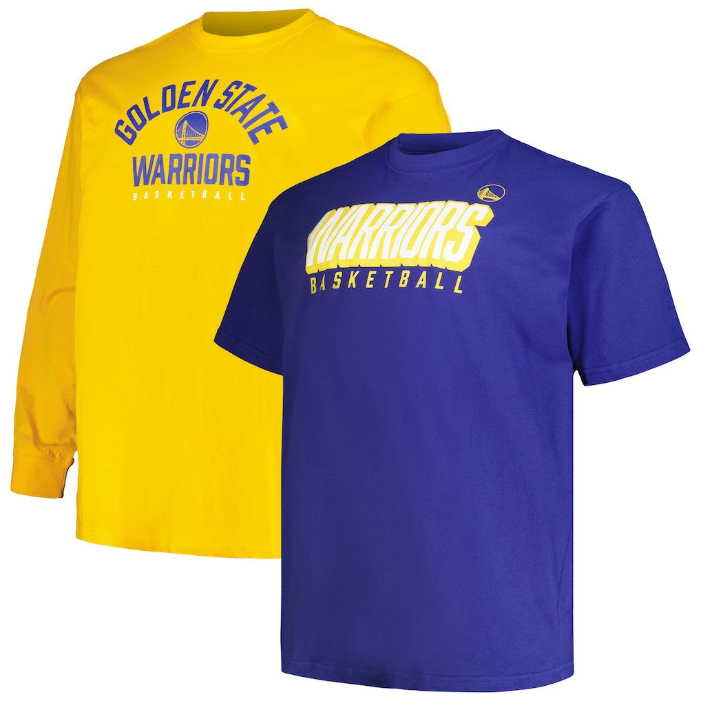 Golden State Warriors Big & Tall Short Sleeve & Long Sleeve T-Shirt Set Royal/Gold - Fanatics