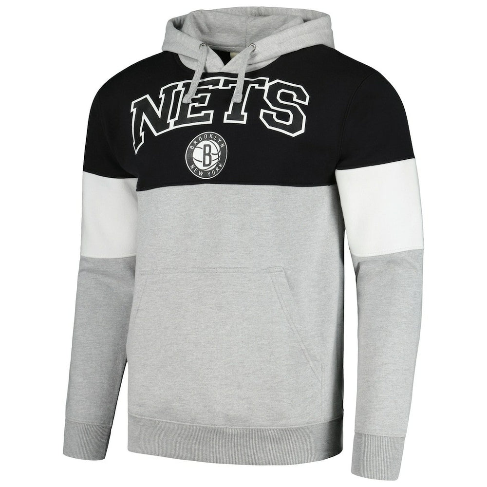 Brooklyn Nets Contrast Pieced Pullover Hoodie Black - Fanatics outlet