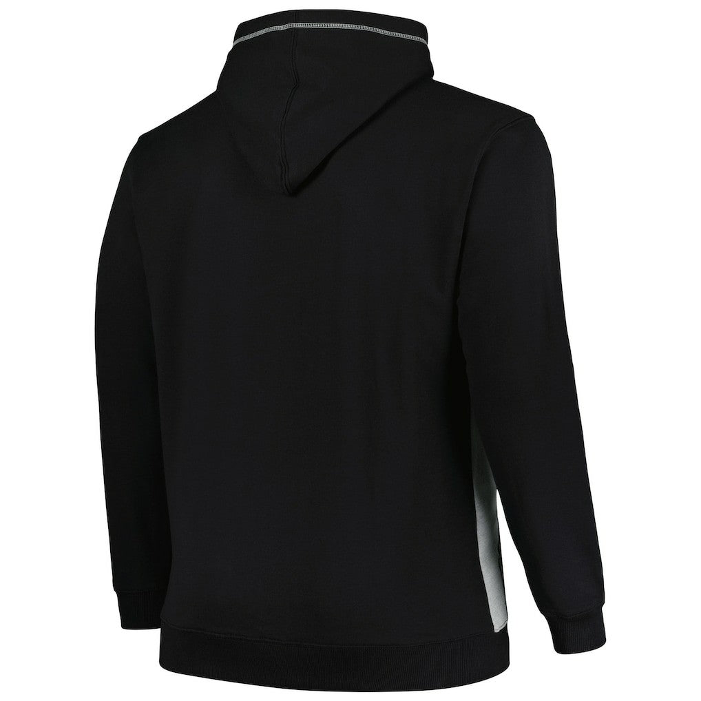 Brooklyn Nets Big & Tall Contrast Pieced Stitched Full-Zip Hoodie Black/Heather Gray - Fanatics