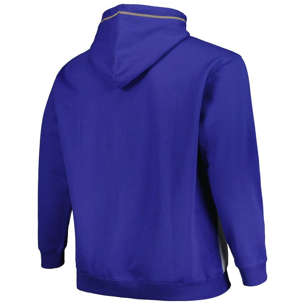 Golden State Warriors Big & Tall Contrast Pieced Stitched Full-Zip Hoodie Royal/Heather Gray - Fanatics outlet