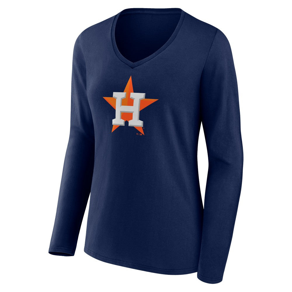 Houston Astros Fanatics Women's Official Logo V-Neck Long Sleeve T-Shirt - Navy T-shirts