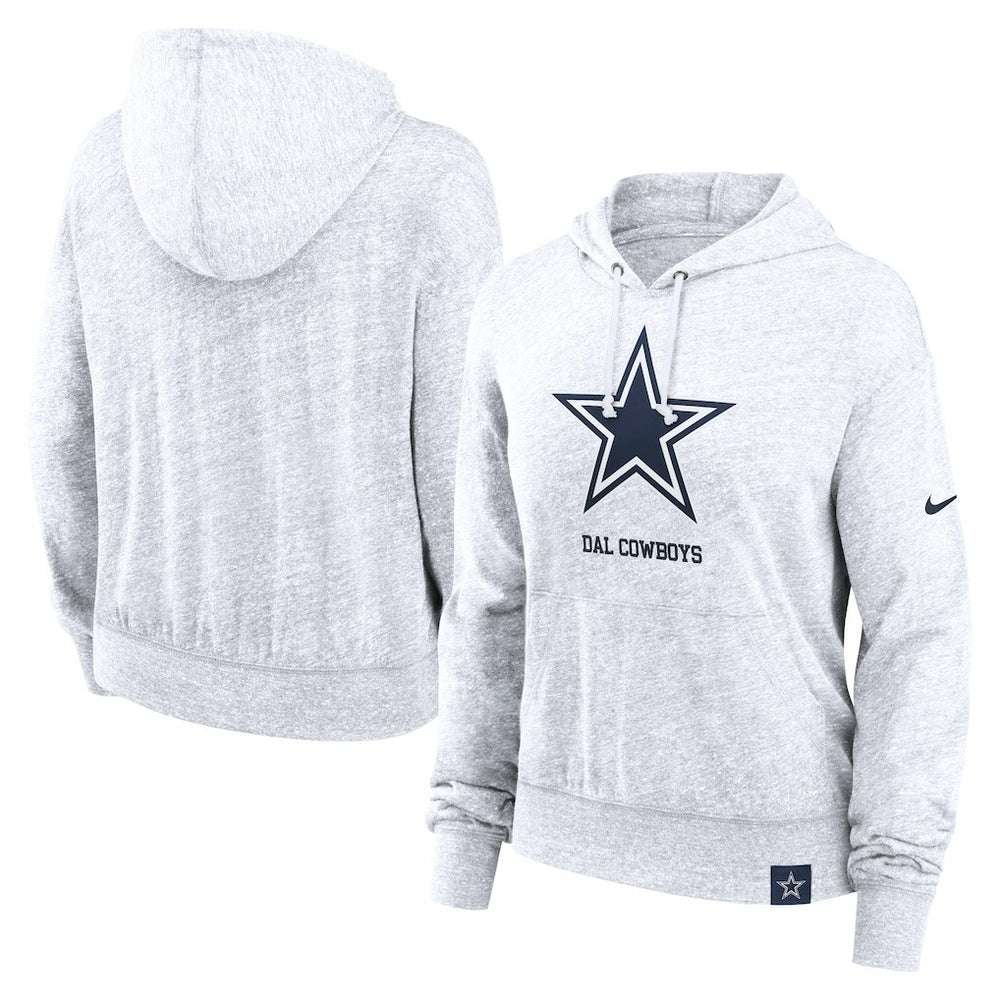 Dallas Cowboys Women's Gym Vintage Logo Pullover Hoodie - White Hoodies