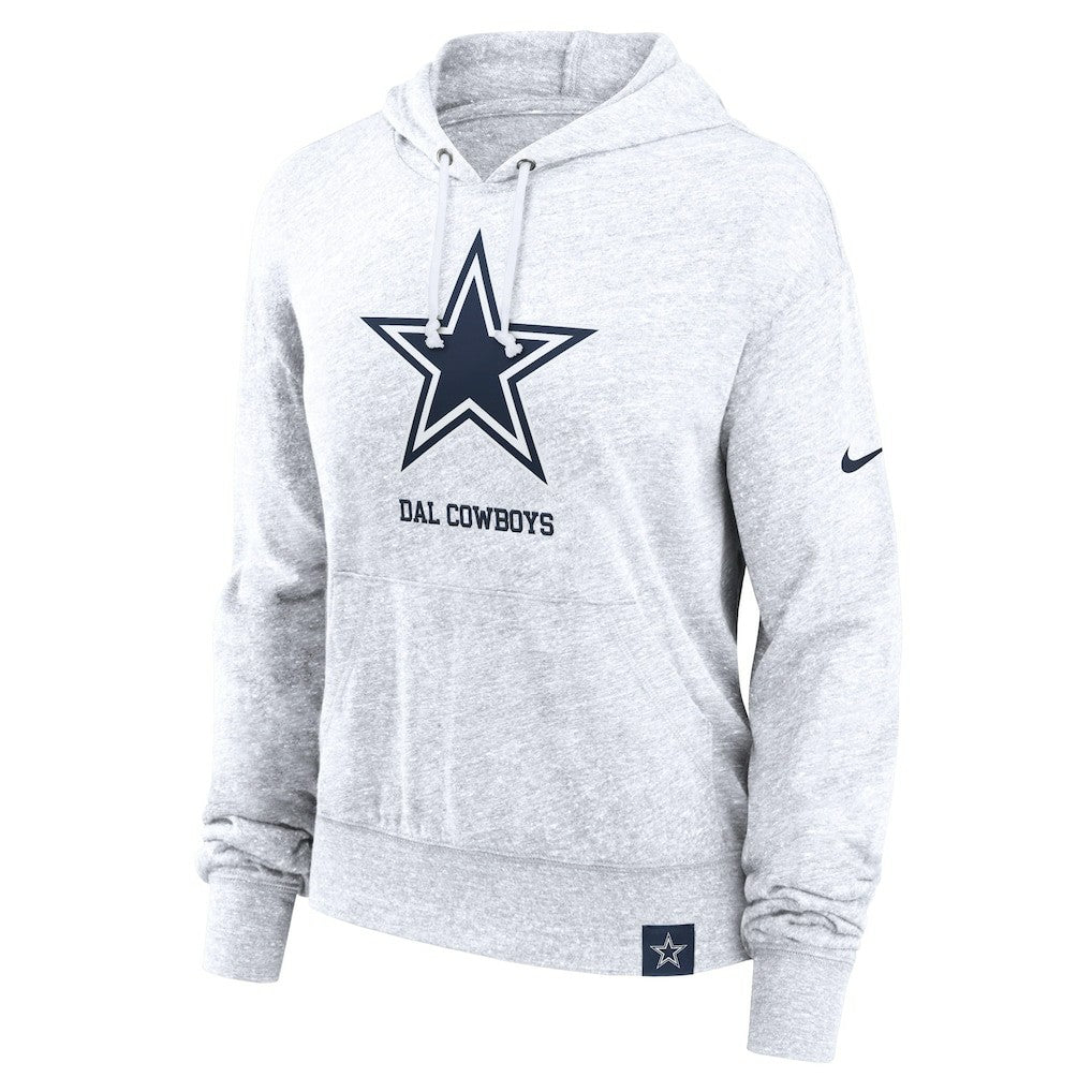Dallas Cowboys Women's Gym Vintage Logo Pullover Hoodie - White Hoodies