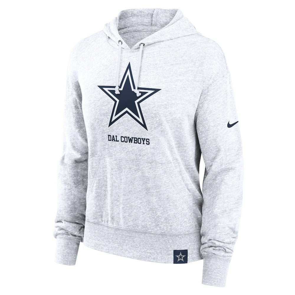 Dallas Cowboys Women's Gym Vintage Logo Pullover Hoodie - White Hoodies