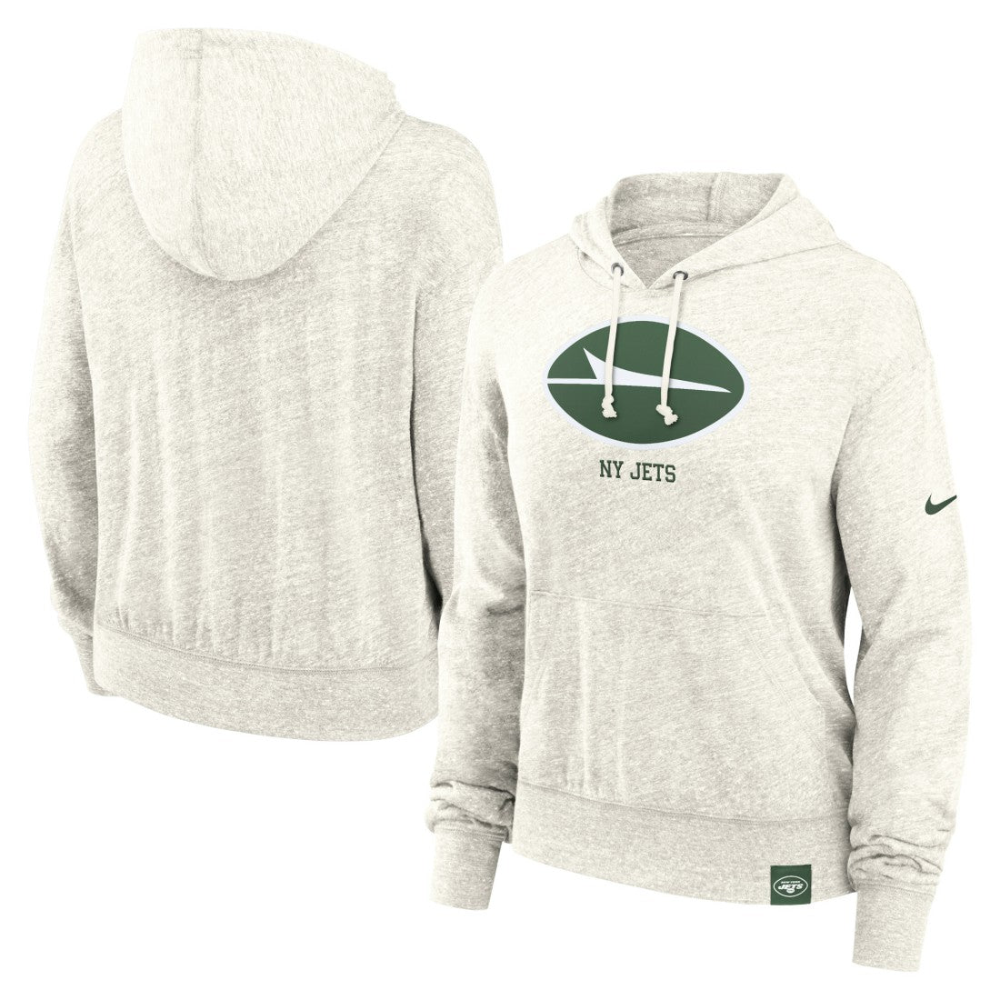 New York Jets Women's Gym Vintage Logo Pullover Hoodie - Cream Hoodies