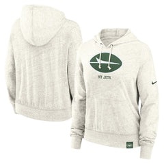 New York Jets Women's Gym Vintage Logo Pullover Hoodie - Cream Hoodies