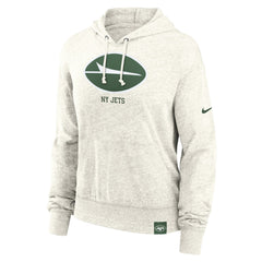 New York Jets Women's Gym Vintage Logo Pullover Hoodie - Cream Hoodies
