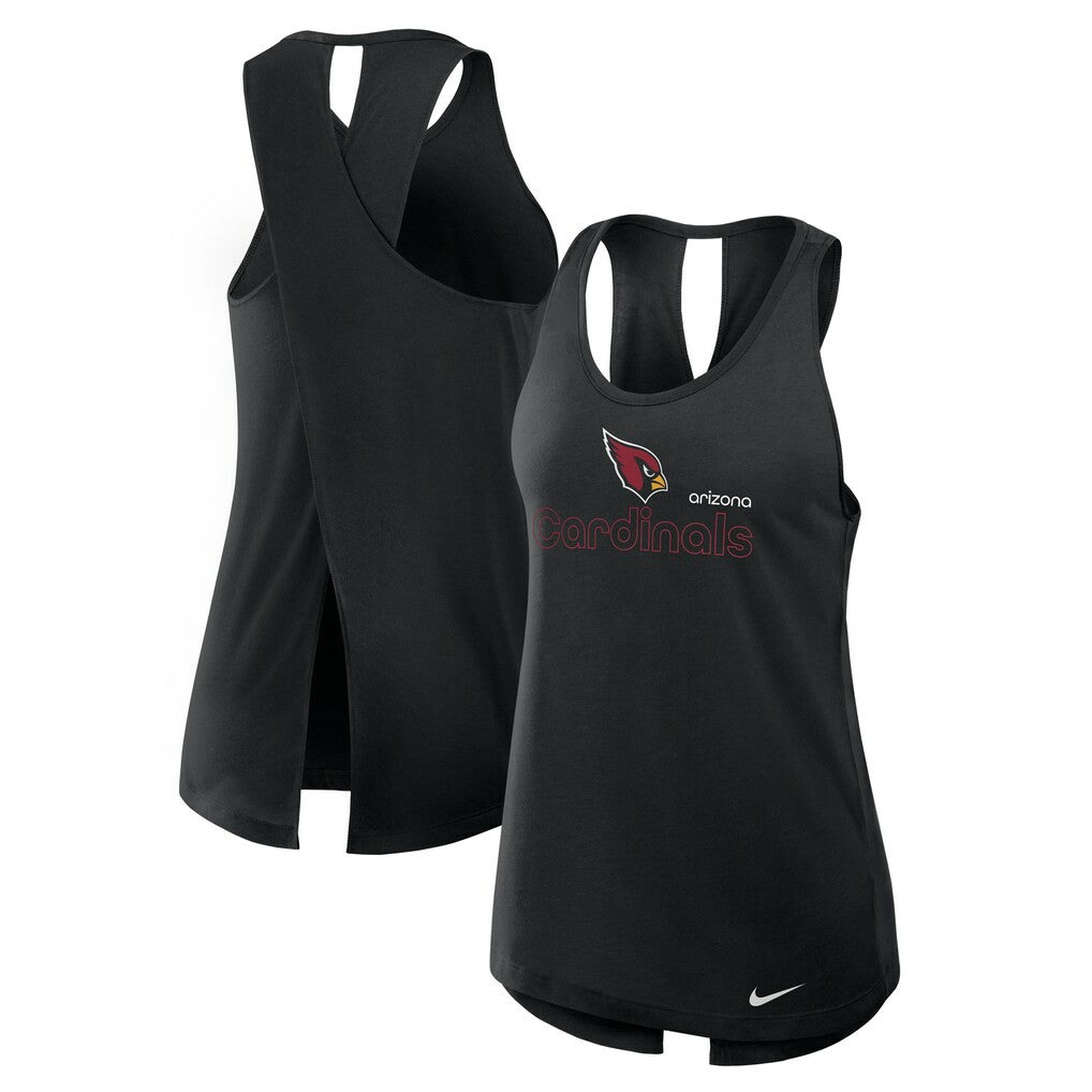 Arizona Cardinals Women's Open-Back Crisscross Dri-FIT Tank Top - Black Tops