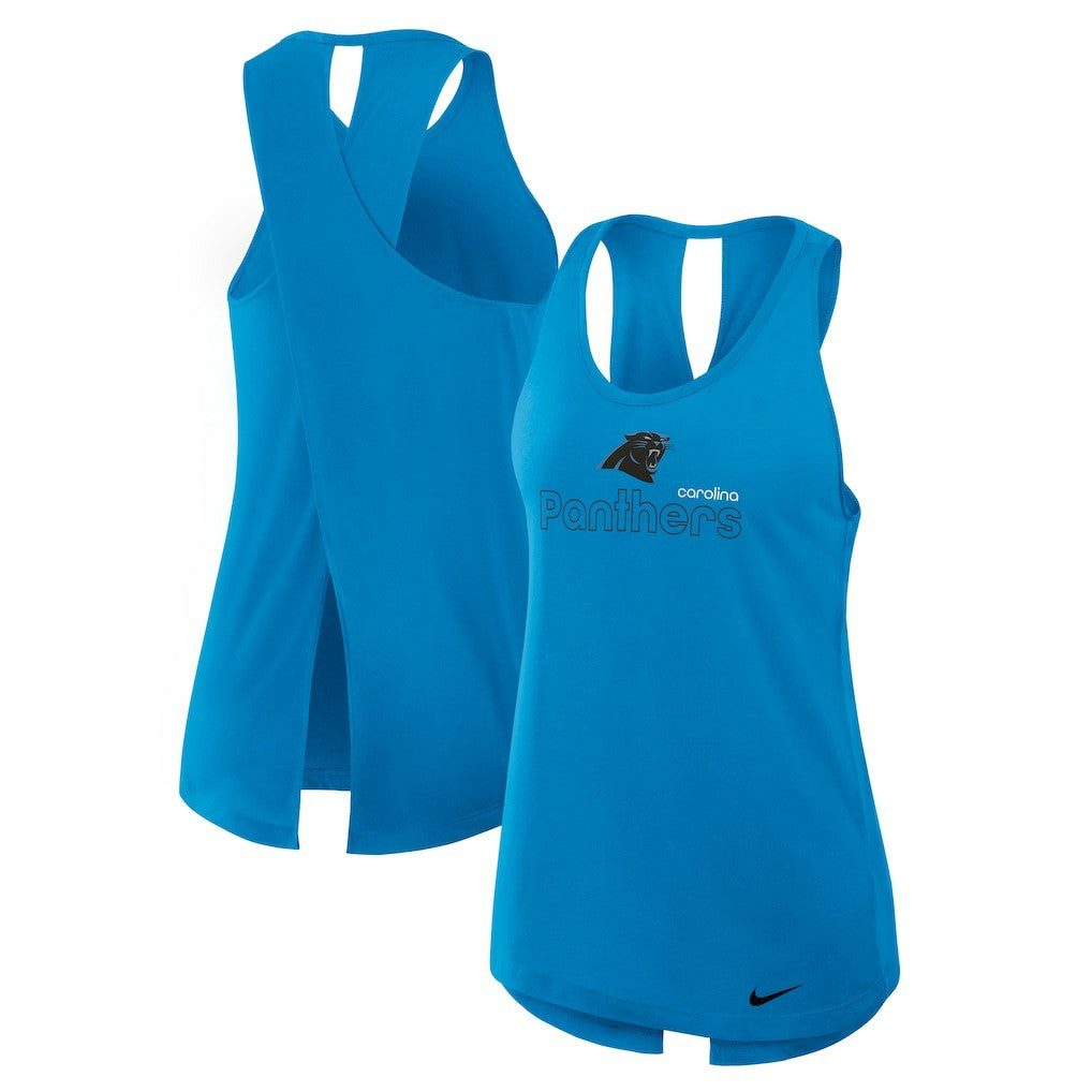 Carolina Panthers Women's Open-Back Crisscross Dri-FIT Tank Top - Blue Tops