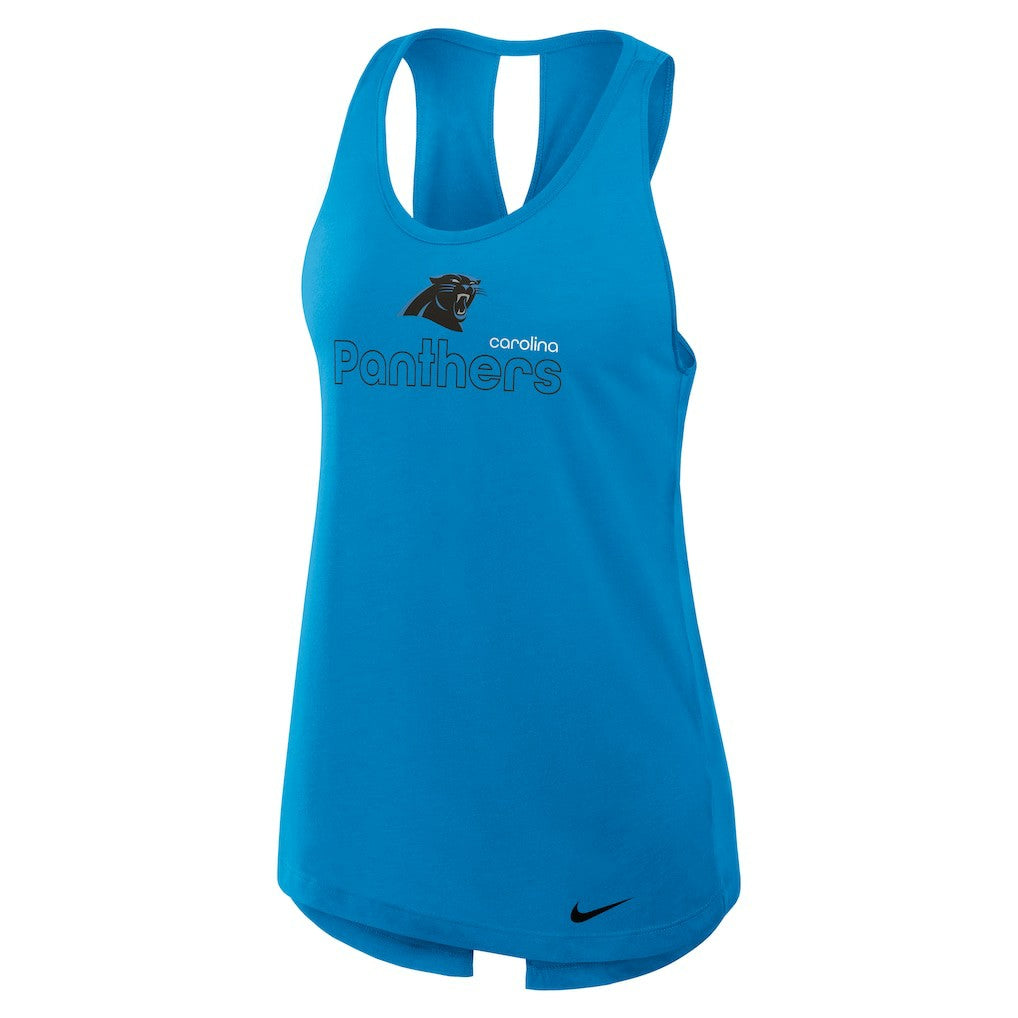 Carolina Panthers Women's Open-Back Crisscross Dri-FIT Tank Top - Blue Tops