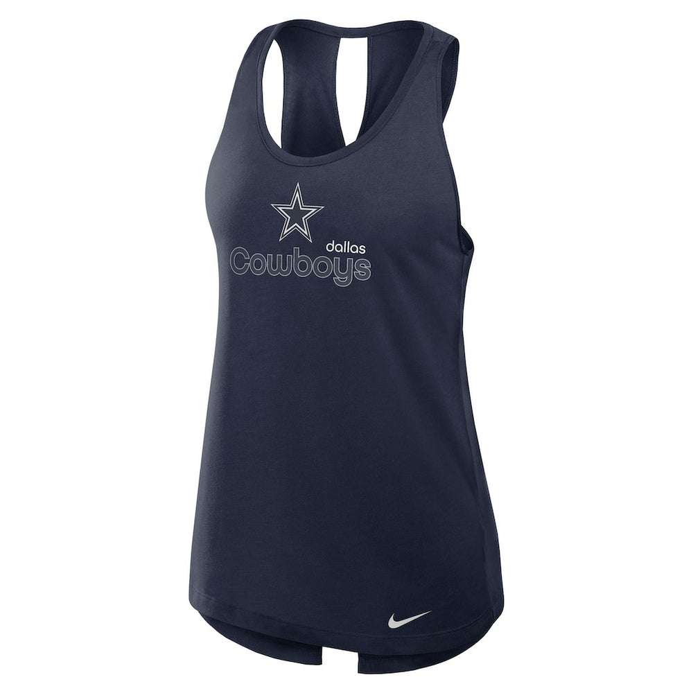 Dallas Cowboys Women's Open-Back Crisscross Dri-FIT Tank Top - Navy Tops