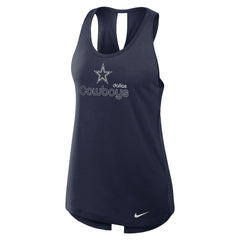 Dallas Cowboys Women's Open-Back Crisscross Dri-FIT Tank Top - Navy Tops