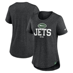 New York Jets Women's Fashion Tri-Blend T-Shirt - Heather Black T-shirts