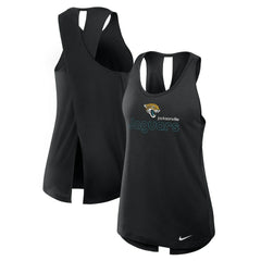Jacksonville Jaguars Women's Open-Back Crisscross Dri-FIT Tank Top - Black Tops