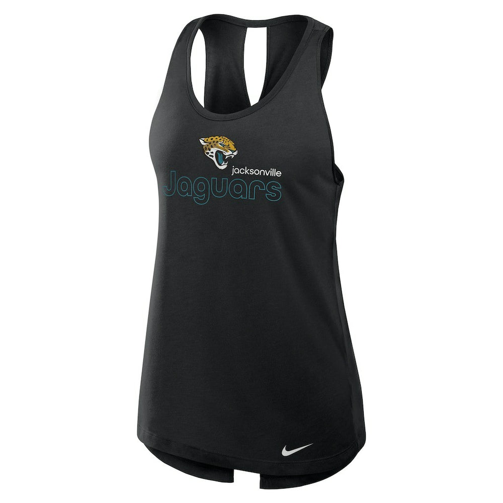Jacksonville Jaguars Women's Open-Back Crisscross Dri-FIT Tank Top - Black Tops