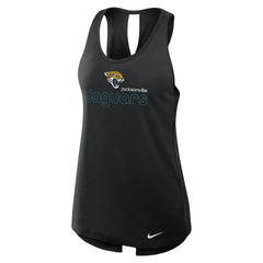 Jacksonville Jaguars Women's Open-Back Crisscross Dri-FIT Tank Top - Black Tops