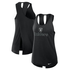 Las Vegas Raiders Women's Open-Back Crisscross Dri-FIT Tank Top - Black Tops