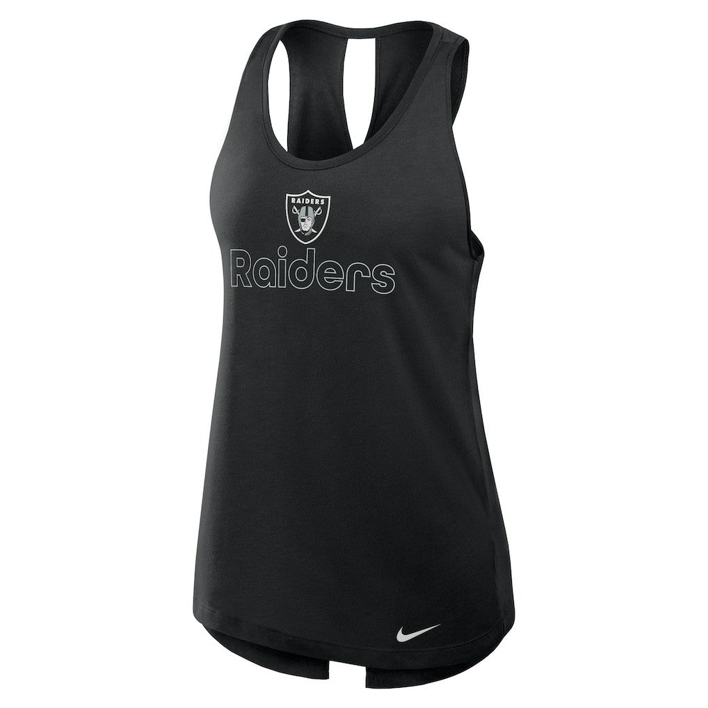 Las Vegas Raiders Women's Open-Back Crisscross Dri-FIT Tank Top - Black Tops