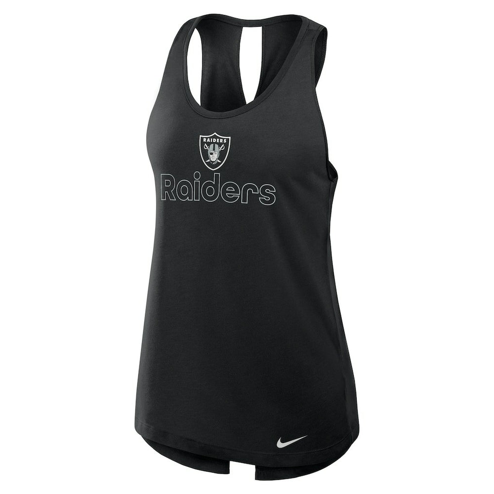 Las Vegas Raiders Women's Open-Back Crisscross Dri-FIT Tank Top - Black Tops