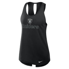 Las Vegas Raiders Women's Open-Back Crisscross Dri-FIT Tank Top - Black Tops